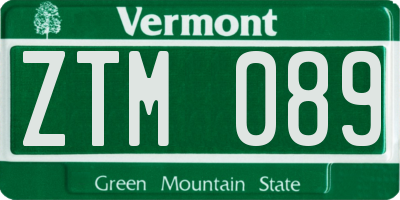 VT license plate ZTM089