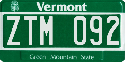 VT license plate ZTM092