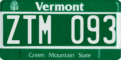 VT license plate ZTM093