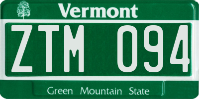 VT license plate ZTM094
