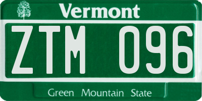 VT license plate ZTM096