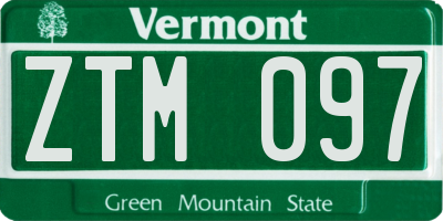 VT license plate ZTM097