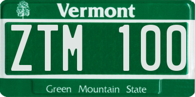 VT license plate ZTM100