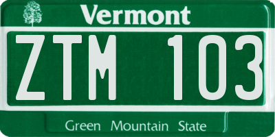 VT license plate ZTM103