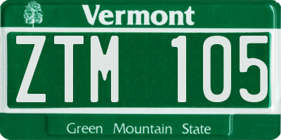 VT license plate ZTM105