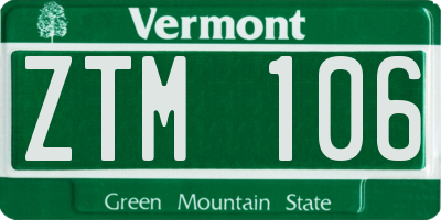 VT license plate ZTM106