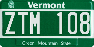 VT license plate ZTM108