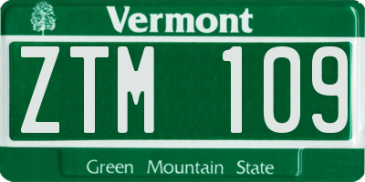 VT license plate ZTM109