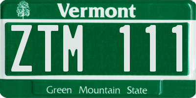 VT license plate ZTM111