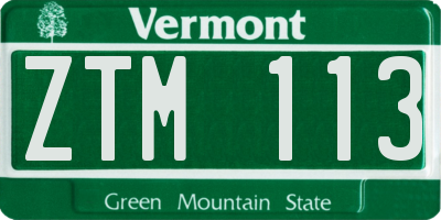 VT license plate ZTM113
