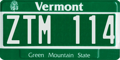 VT license plate ZTM114