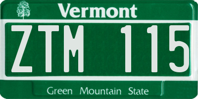 VT license plate ZTM115