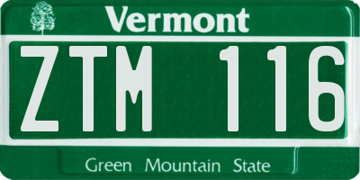 VT license plate ZTM116