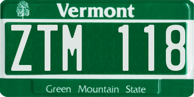 VT license plate ZTM118