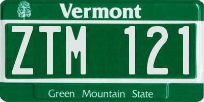 VT license plate ZTM121