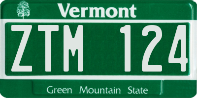 VT license plate ZTM124
