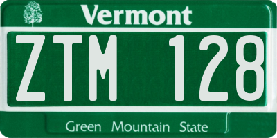 VT license plate ZTM128