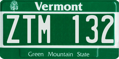 VT license plate ZTM132