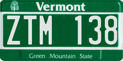 VT license plate ZTM138