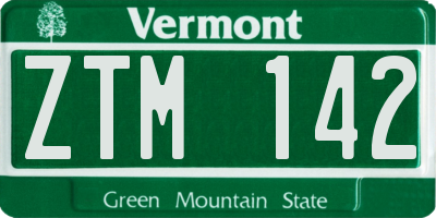VT license plate ZTM142