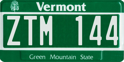 VT license plate ZTM144
