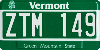 VT license plate ZTM149