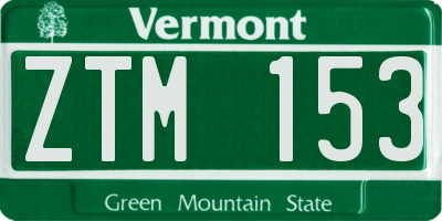 VT license plate ZTM153