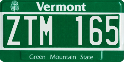 VT license plate ZTM165