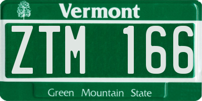 VT license plate ZTM166