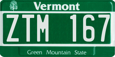 VT license plate ZTM167