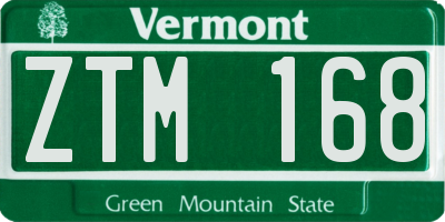 VT license plate ZTM168