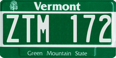 VT license plate ZTM172