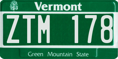 VT license plate ZTM178