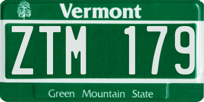 VT license plate ZTM179
