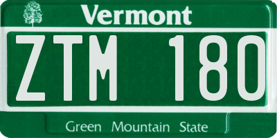 VT license plate ZTM180