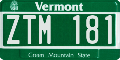 VT license plate ZTM181