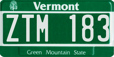 VT license plate ZTM183