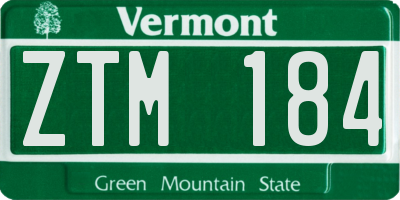 VT license plate ZTM184