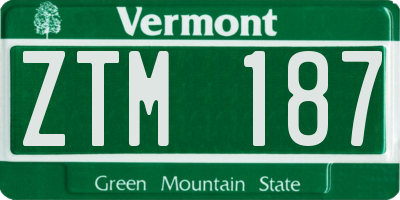 VT license plate ZTM187