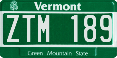 VT license plate ZTM189