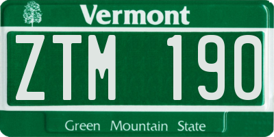 VT license plate ZTM190