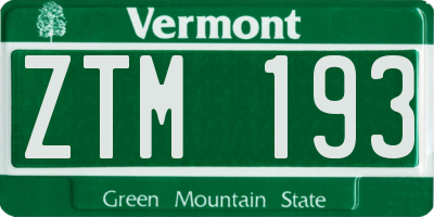 VT license plate ZTM193