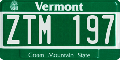 VT license plate ZTM197
