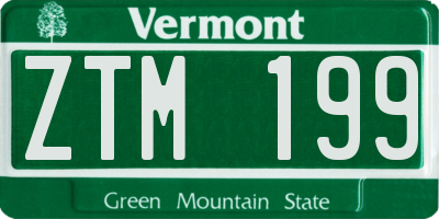 VT license plate ZTM199