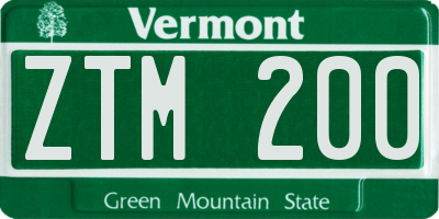 VT license plate ZTM200
