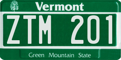 VT license plate ZTM201