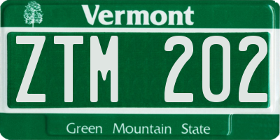 VT license plate ZTM202