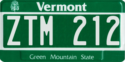 VT license plate ZTM212