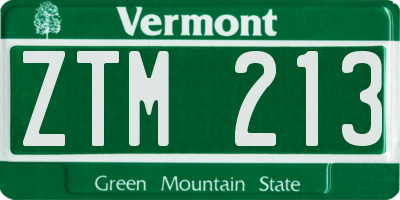 VT license plate ZTM213