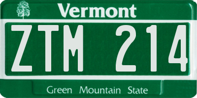 VT license plate ZTM214